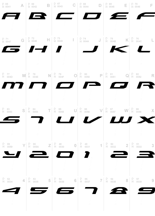 Alexis Expanded Italic, Expanded Italic