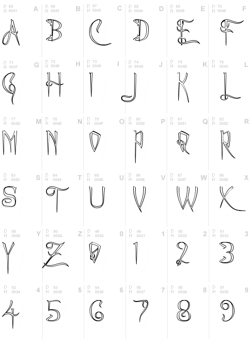 A Charming Font Outline