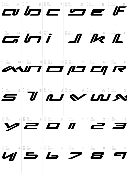 Xephyr Expanded Italic, Expanded Italic